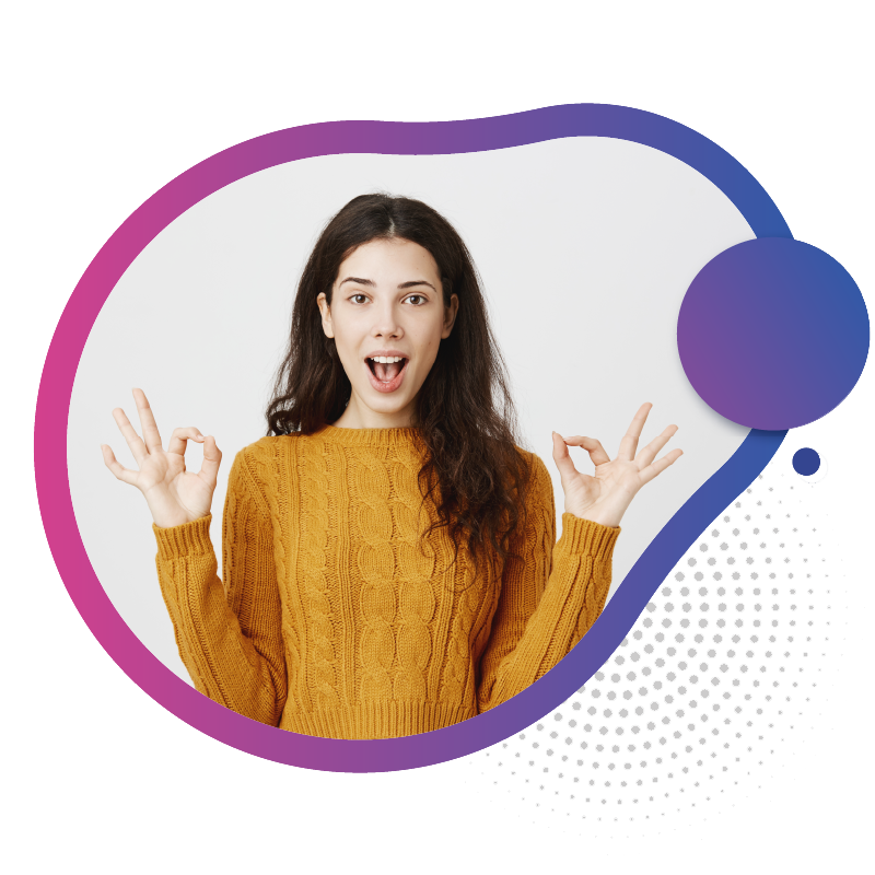 A woman in a cozy orange sweater making hand gestures that symbolize peace and calm, representing a relaxed lifestyle with seamless eSIM connectivity in Australia.